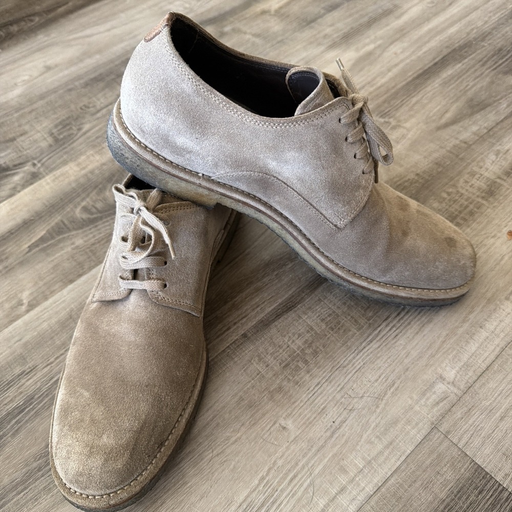 Allen Edmonds Southside Shoes Men's Size 8.5 Tan Taupe Suede Rubber Oxford Italy